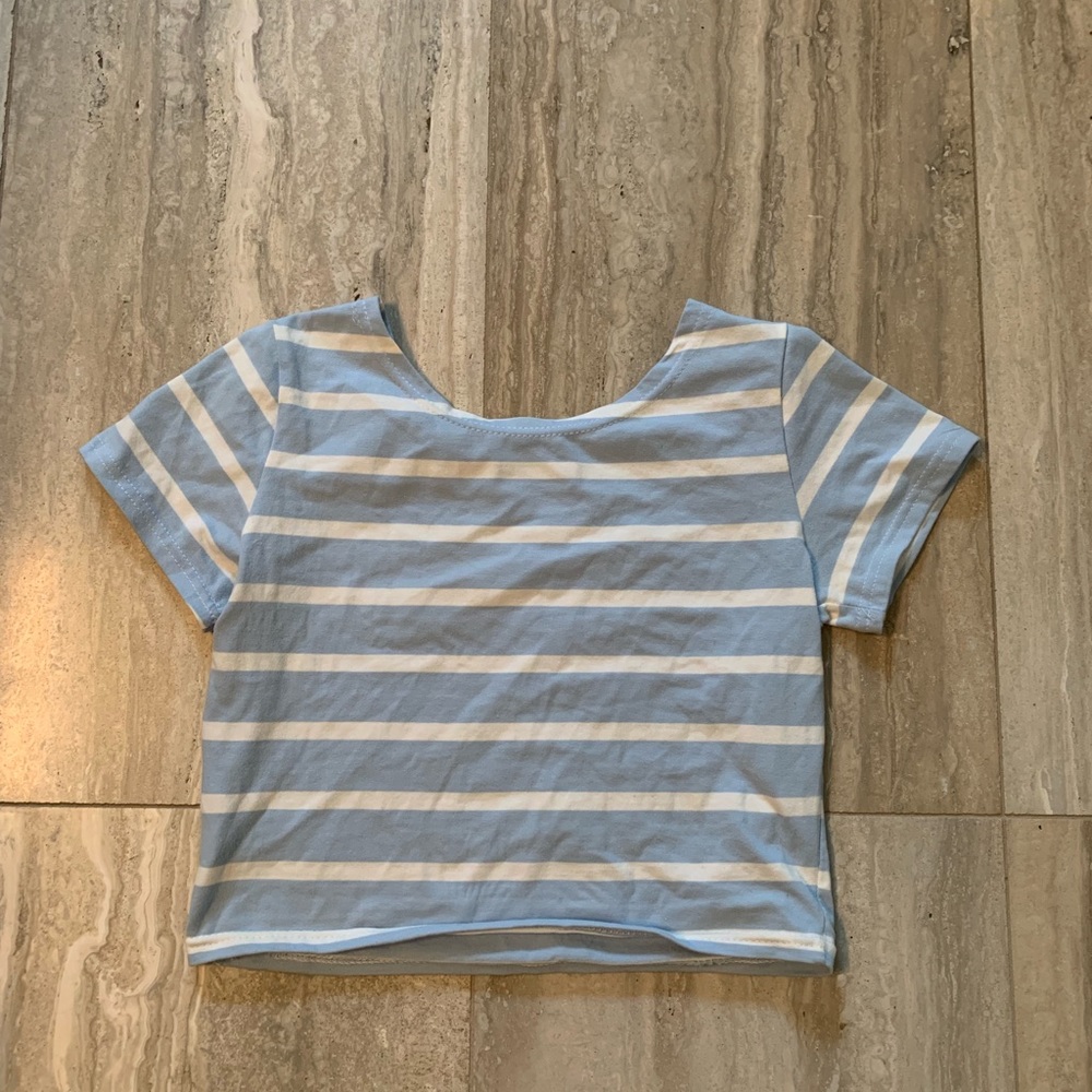 Light blue stripe crop top